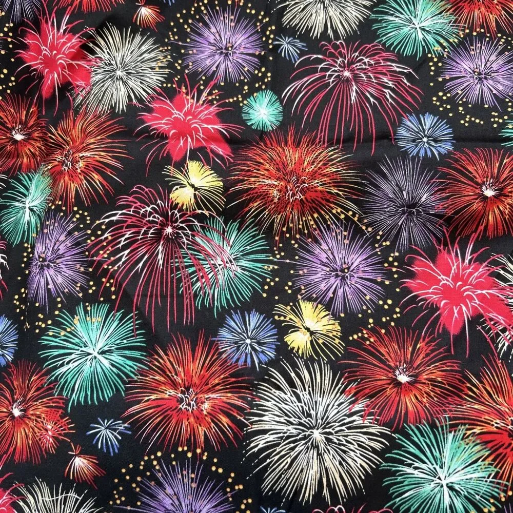 Hoffman Cotton Quilting Fabric Fireworks Coming at You 3D Colorful 1 Yd X 44